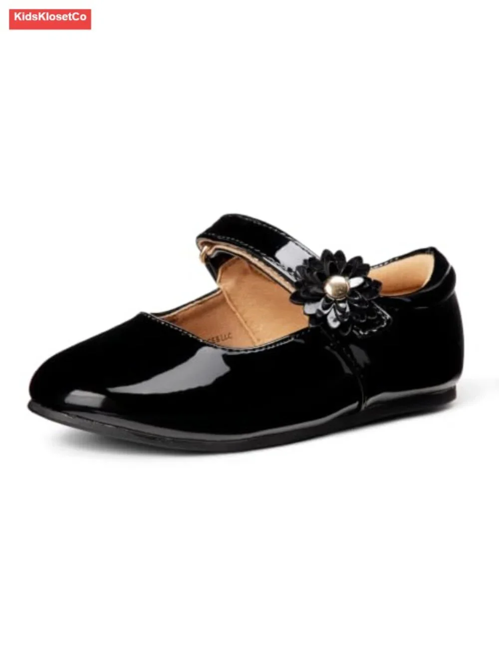 Girls Toddlers Mary Jane Flats Faux Patent Leather Adjustable Hook-and-Loop